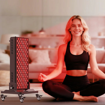 Person using the RTL120-T red light therapy panel