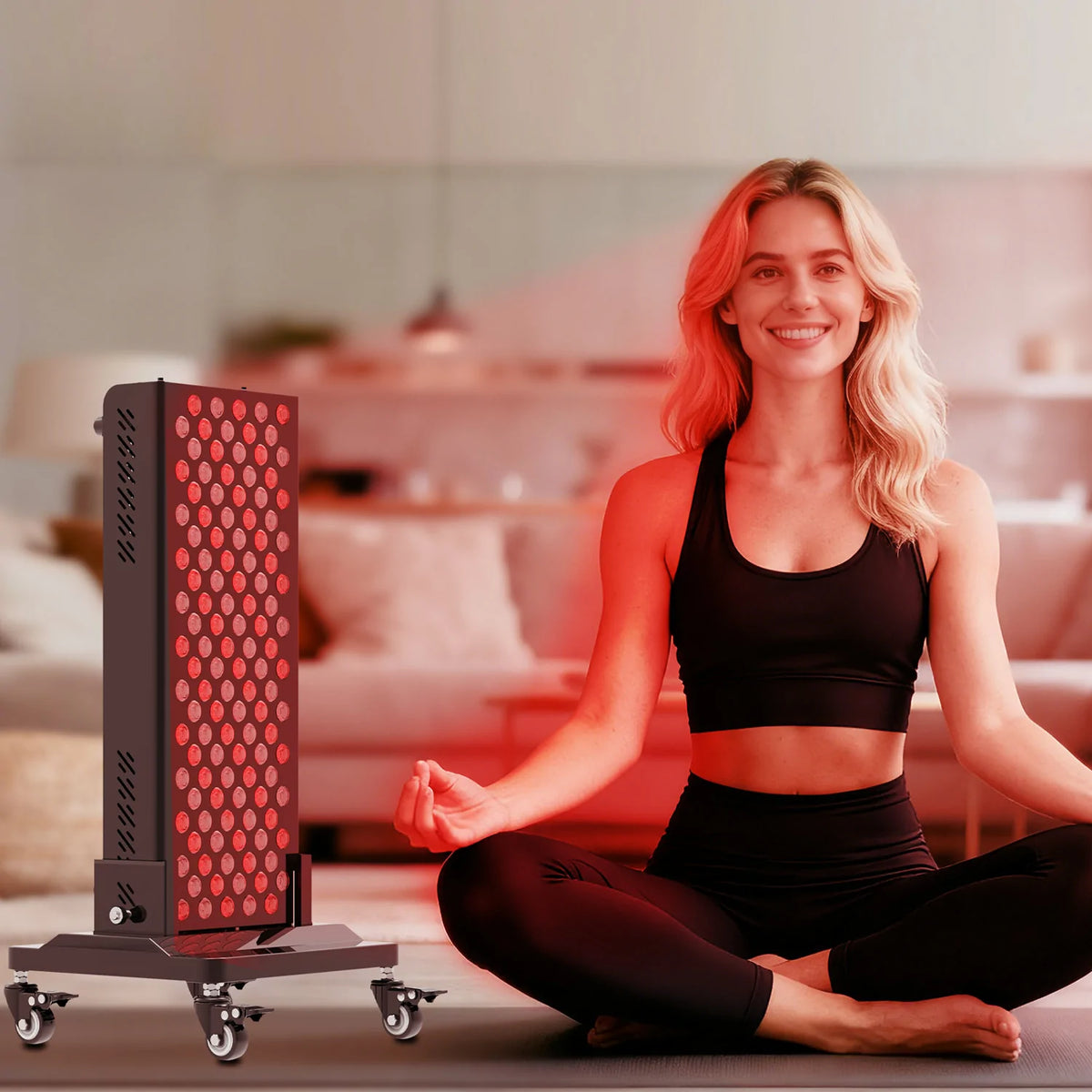 Person using the RTL120MAX-T red light therapy panel