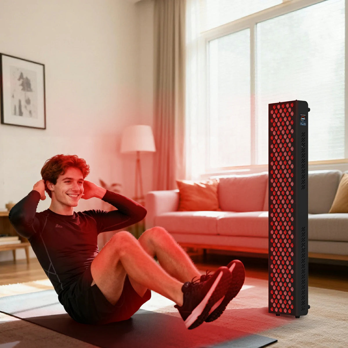 Person using the RTL300-T red light therapy panel