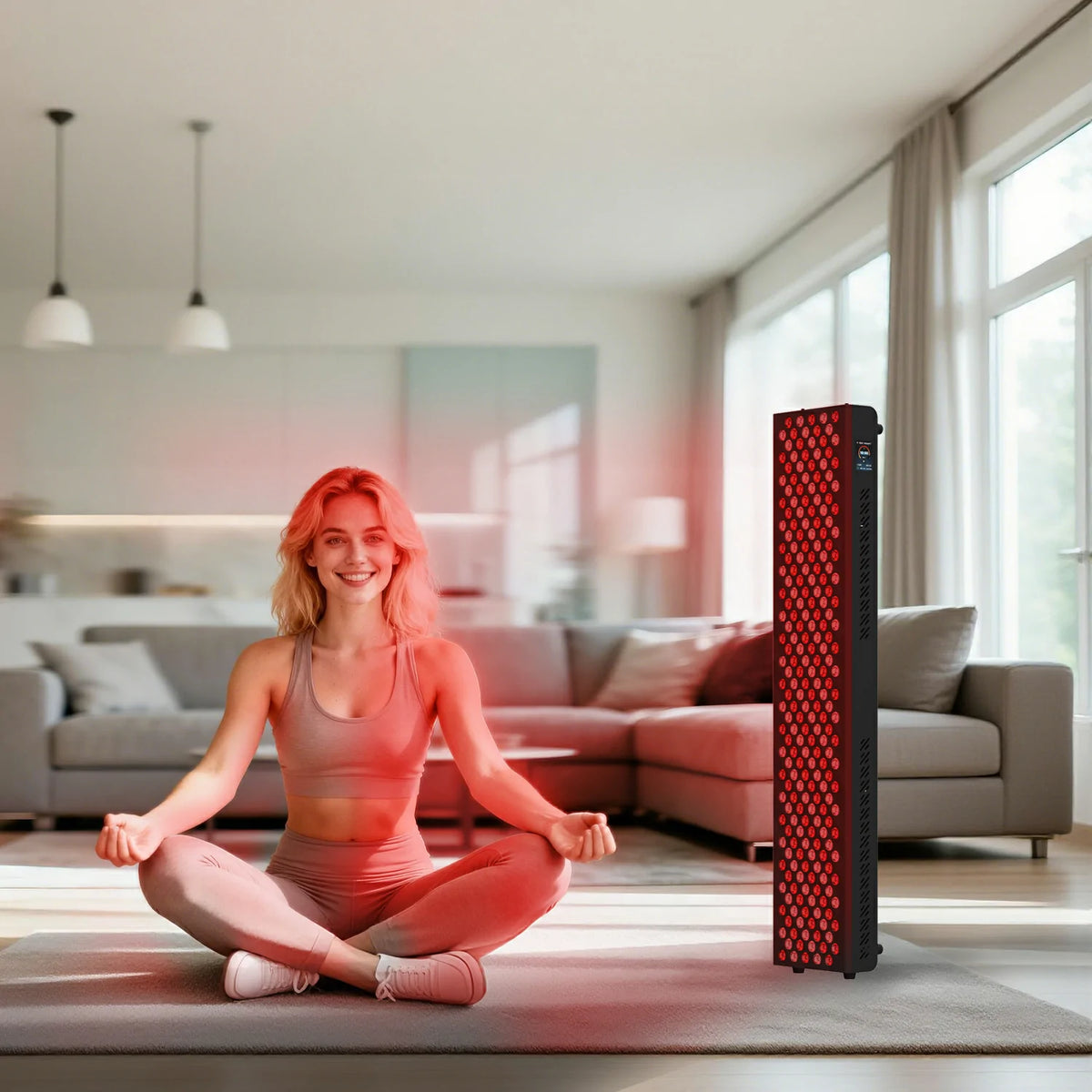 Person using the RTL300-T red light therapy panel