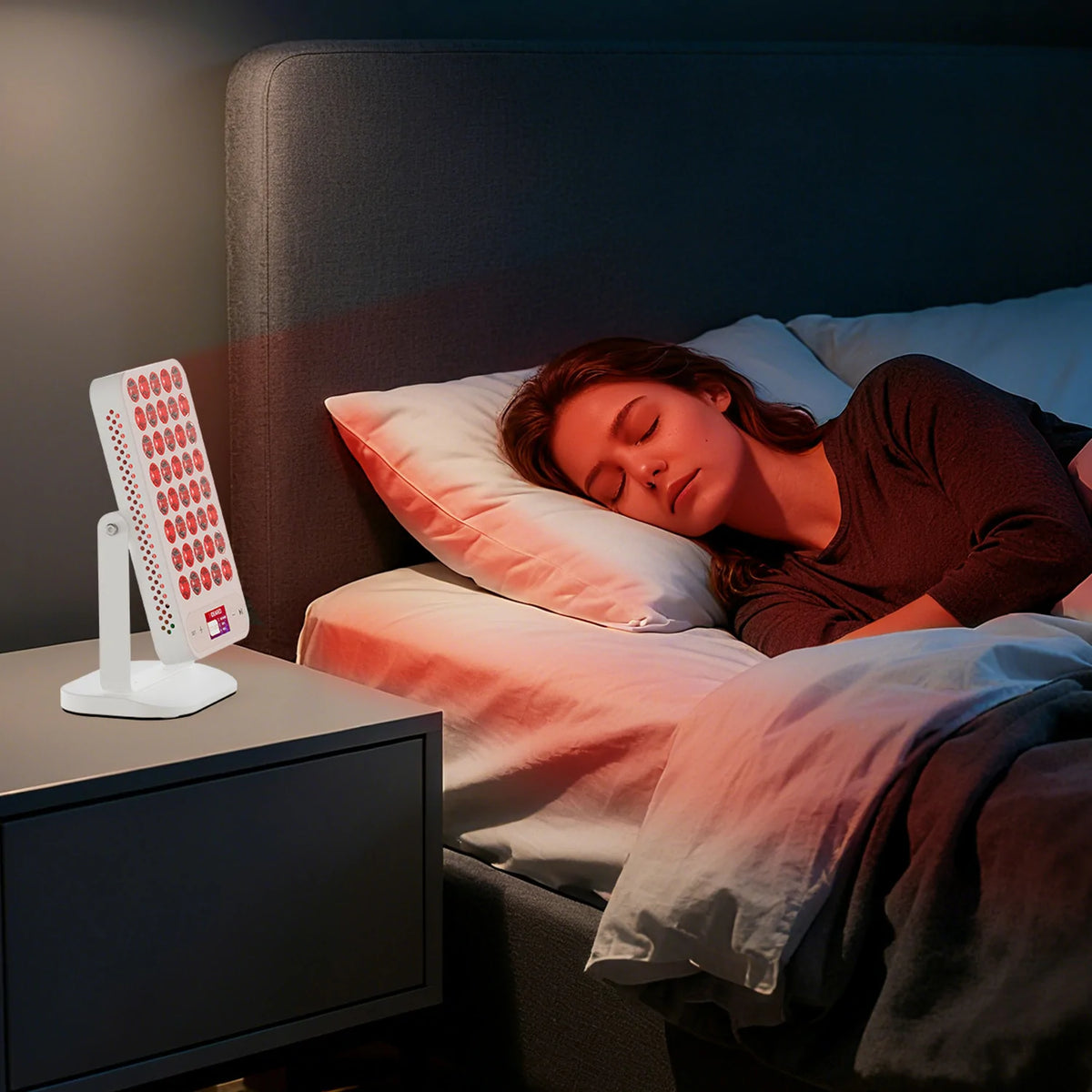 Person using the RTL40A portable red light therapy panel