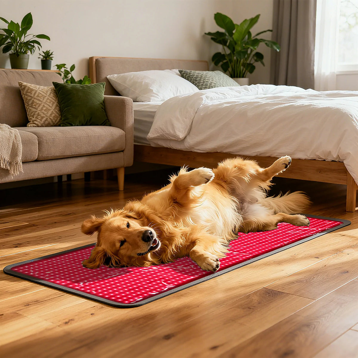 TLB1000-K red light therapy blanket shown with a pet