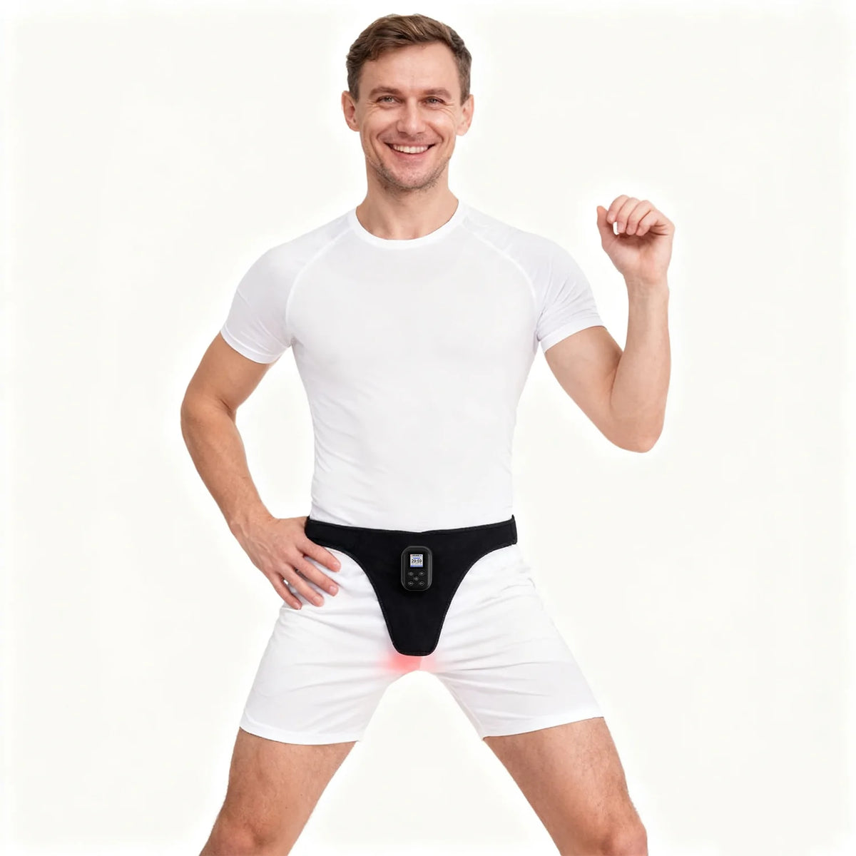 Person using the TLP96-F4 wearable red light therapy device