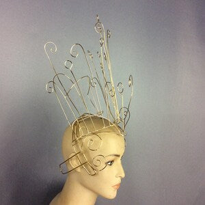 Wire Crown Headpiece, Gold Abstract Wire Art Headband, Avant Garde Festival Headdress