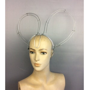Dance Headpiece, Adult Silver Wire Bunny Ears Headband, Costume Accessory