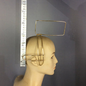 Mannequin Headpiece, Gold Metal Wire Headband with Upward Spike, Unique Dance Accessory