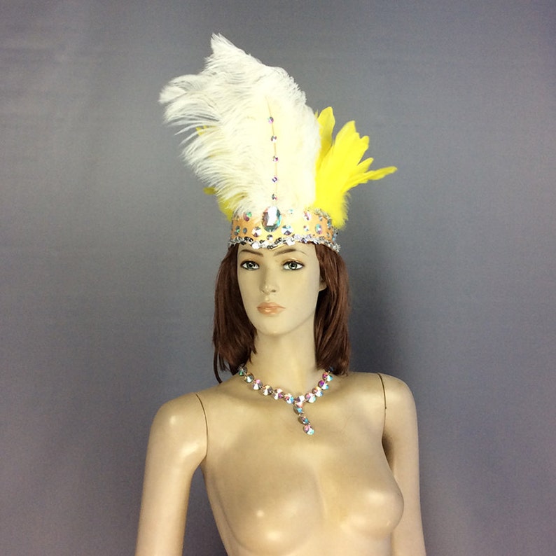 Dancewear Women's Gold Sequin Feather Halter Bra and Skirt Set with Body Chains, Brazilian Carnival Samba Costume