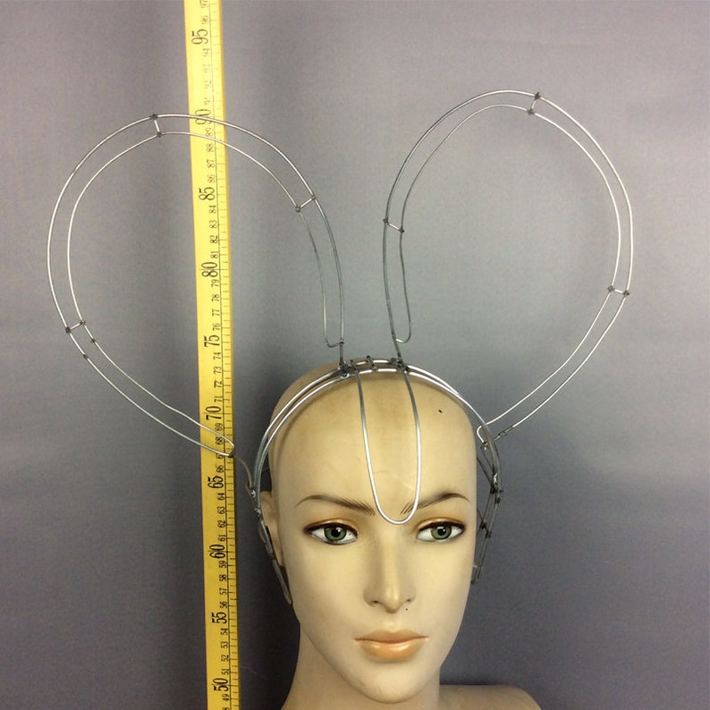 Dance Headpiece, Adult Silver Wire Bunny Ears Headband, Costume Accessory