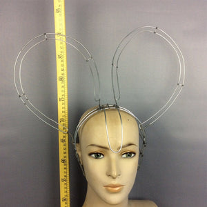 Dance Headpiece, Adult Silver Wire Bunny Ears Headband, Costume Accessory