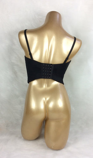 Bustier Top Women's Black Gold Embellished Rhinestone Strapless Dancewear