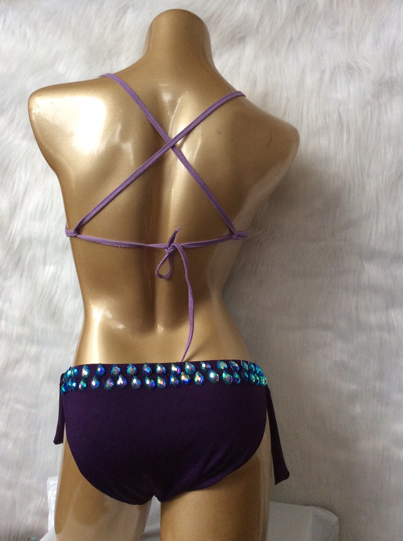 Women's Blue Sequin Beaded Cutout Bodysuit Latin Dance Costume