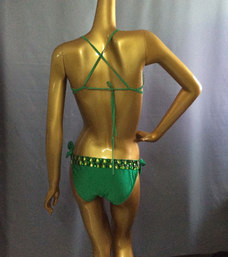 Women's Blue Sequin Beaded Cutout Bodysuit Latin Dance Costume