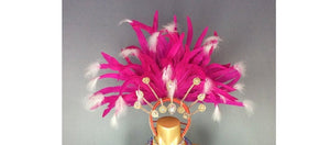 Feathered Headdress Adult Pink & White Feather Rhinestone Embellished Carnival Dance Costume Accessory