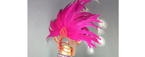 Feathered Headdress Adult Pink & White Feather Rhinestone Embellished Carnival Dance Costume Accessory