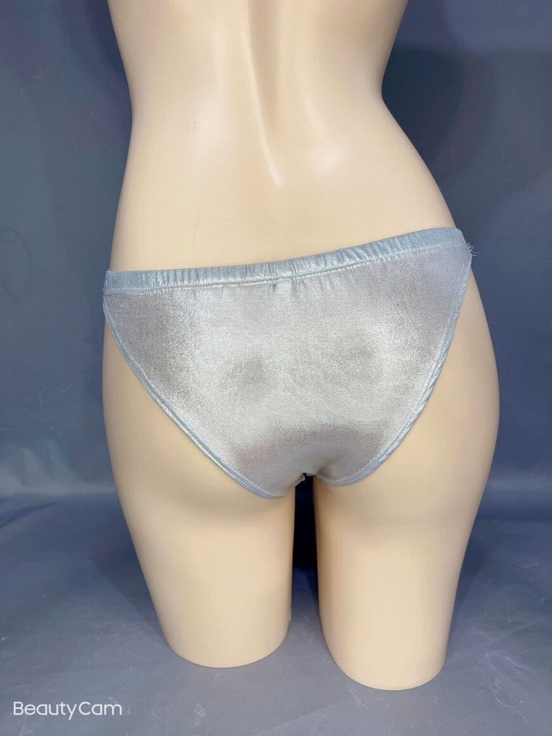 Dance Bottoms Women Gold Silver Metallic Ruched Sides High Cut Thong Bikini Bottoms for Pole Dance