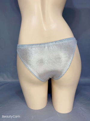 Dance Bottoms Women Gold Silver Metallic Ruched Sides High Cut Thong Bikini Bottoms for Pole Dance