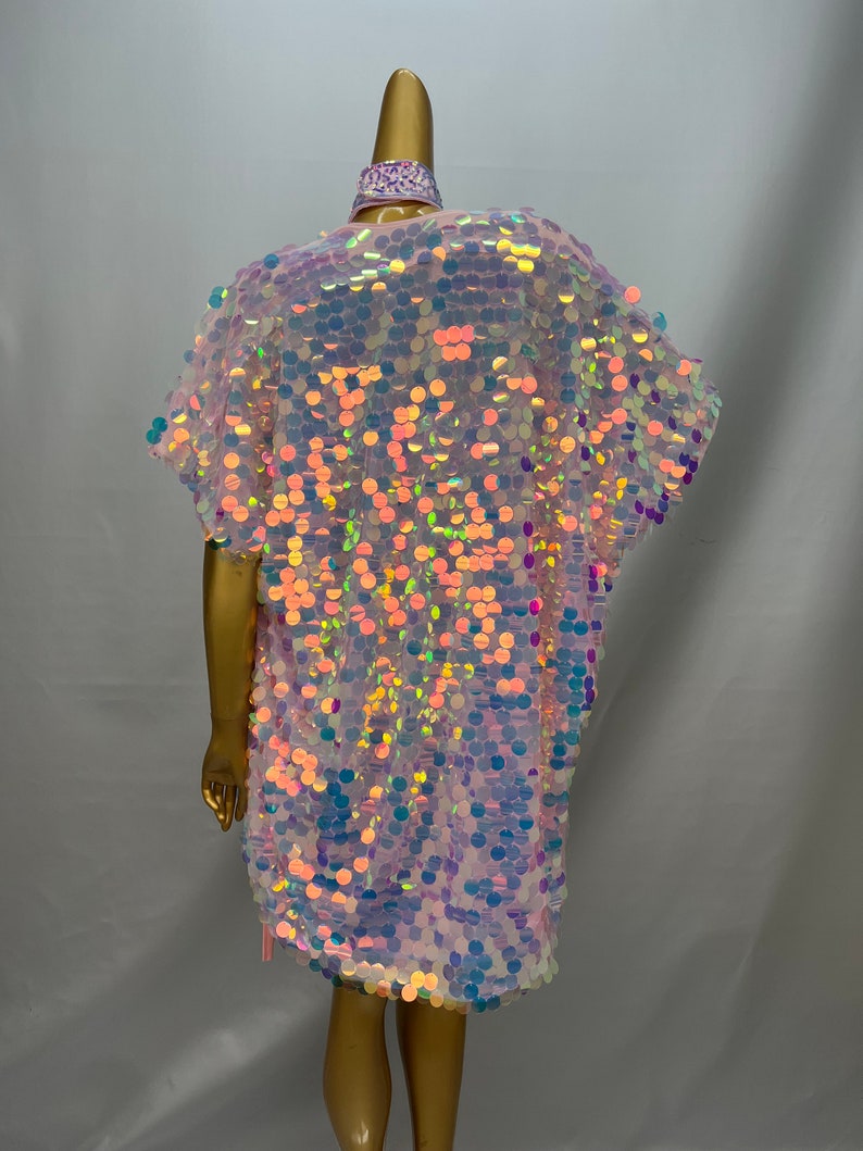 Women's Iridescent Sequin Fringe Halter Top, Skirt & Kimono Set - Belly Dance