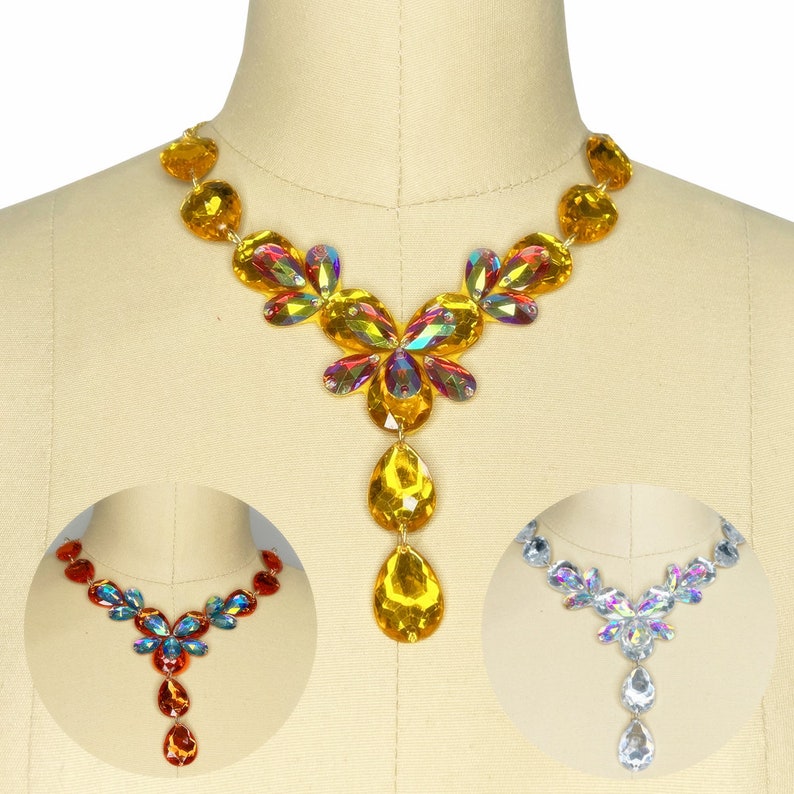 Dance Costume Rhinestone Bra Top, Women's Multi-Color Crystal Embellished Halter Neck Belly Dance Bra Top