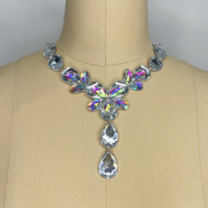 Dance Costume Rhinestone Bra Top, Women's Multi-Color Crystal Embellished Halter Neck Belly Dance Bra Top