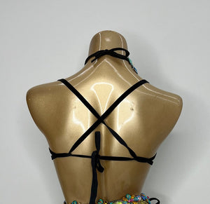 Dance Bra Top, Women's, Multi-Color, Beaded & Sequined, Belly Dance