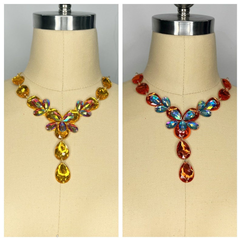 Dance Costume Rhinestone Bra Top, Women's Multi-Color Crystal Embellished Halter Neck Belly Dance Bra Top