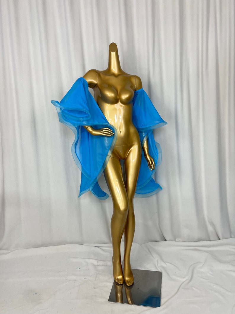 Dance Top Women's Blue Sheer Chiffon Bell Sleeve Lyrical Contemporary