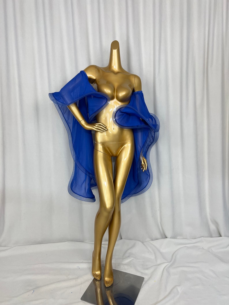 Dance Top Women's Blue Sheer Chiffon Bell Sleeve Lyrical Contemporary