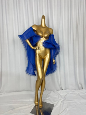 Dance Top Women's Blue Sheer Chiffon Bell Sleeve Lyrical Contemporary