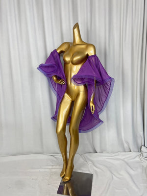 Dance Top Women's Blue Sheer Chiffon Bell Sleeve Lyrical Contemporary