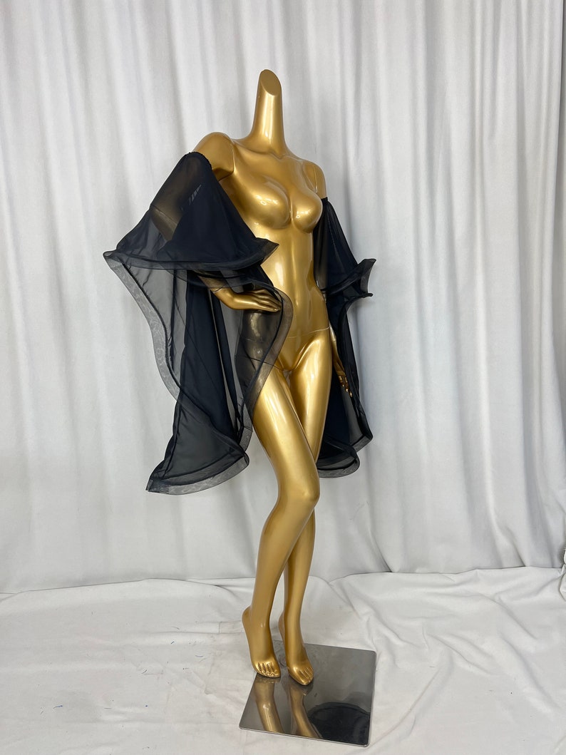 Dance Top Women's Blue Sheer Chiffon Bell Sleeve Lyrical Contemporary