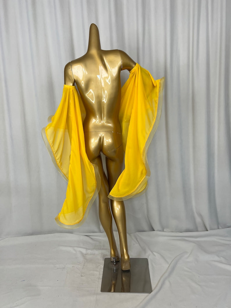 Dance Top Women's Blue Sheer Chiffon Bell Sleeve Lyrical Contemporary