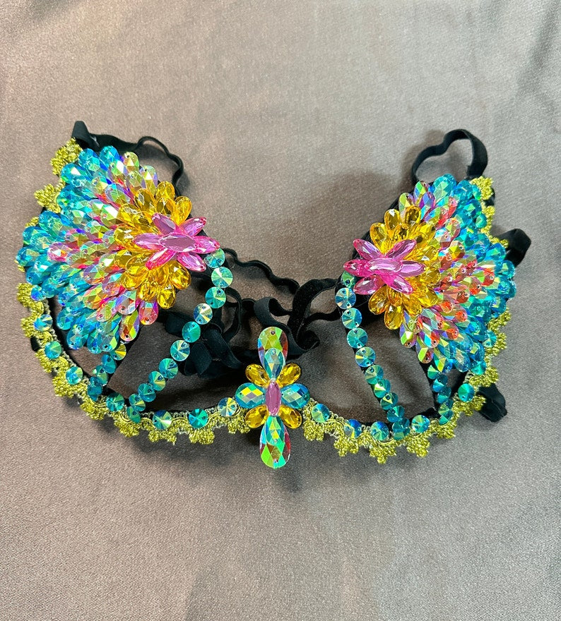 Dance Bra Top, Women's, Multi-Color, Beaded & Sequined, Belly Dance