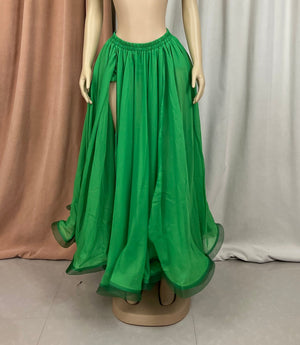 Women's Black Sheer Chiffon High Slit Flowy Belly Dance Skirt