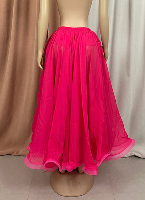 Women's Black Sheer Chiffon High Slit Flowy Belly Dance Skirt