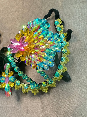 Dance Bra Top, Women's, Multi-Color, Beaded & Sequined, Belly Dance