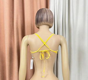 Dance Bra Top, Women's Yellow & Gold Bejeweled Chain Fringe Tribal Belly Dance Costume Top