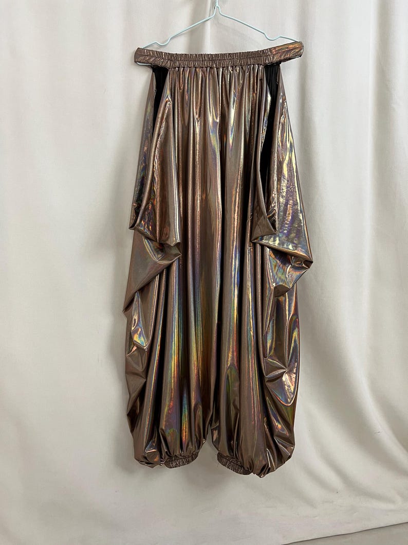 Dance Pants Women's Iridescent Bronze Metallic Harem Pants with Side Slits, Belly Dance