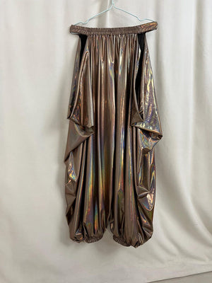 Dance Pants Women's Iridescent Bronze Metallic Harem Pants with Side Slits, Belly Dance
