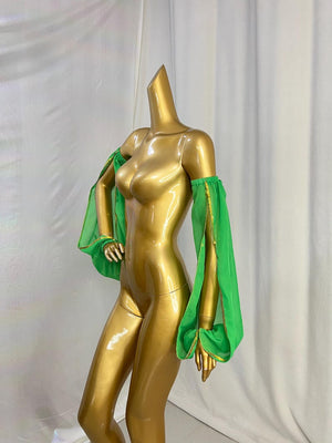 Dance Top, Women's Orange Chiffon Bell Sleeve with Gold Trim, Belly Dance