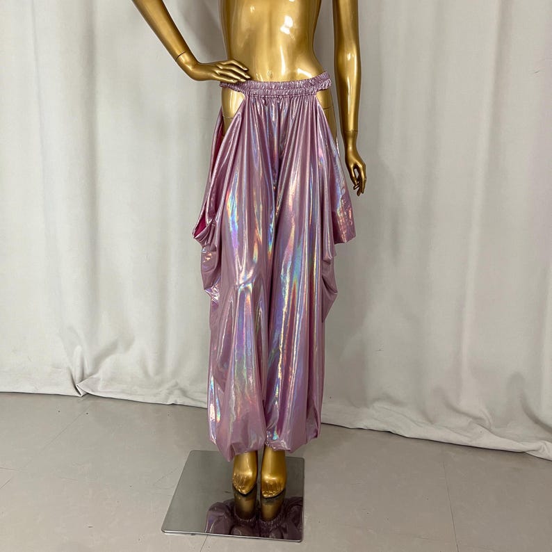 Dance Pants Women's Iridescent Bronze Metallic Harem Pants with Side Slits, Belly Dance