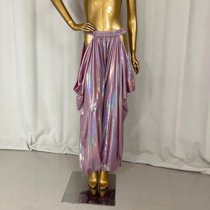 Dance Pants Women's Iridescent Bronze Metallic Harem Pants with Side Slits, Belly Dance