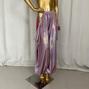Dance Pants Women's Iridescent Bronze Metallic Harem Pants with Side Slits, Belly Dance