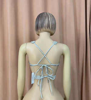 Dancing Top Women's Silver Rhinestone Crystal Embellished Halter Bra Belly Dance