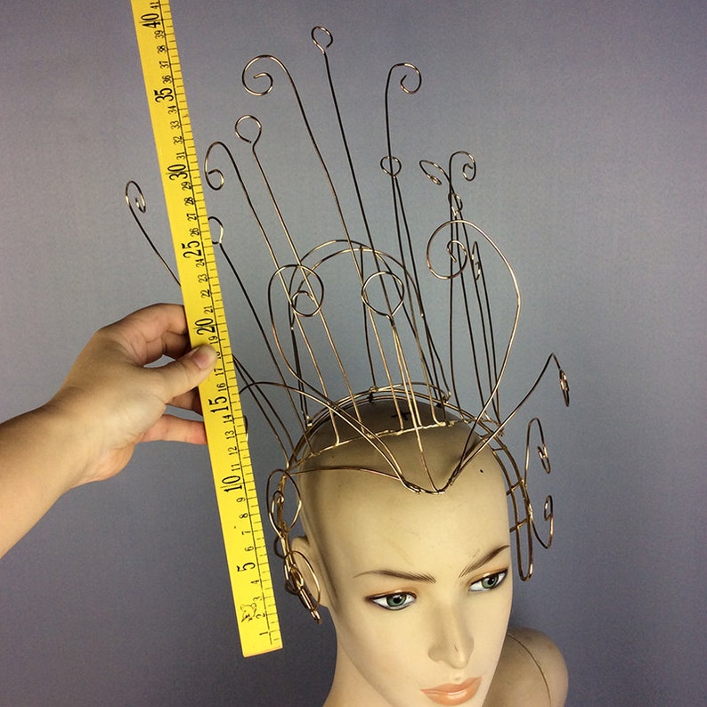 Wire Crown Headpiece, Gold Abstract Wire Art Headband, Avant Garde Festival Headdress