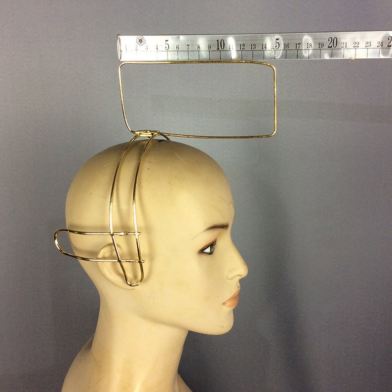 Mannequin Headpiece, Gold Metal Wire Headband with Upward Spike, Unique Dance Accessory