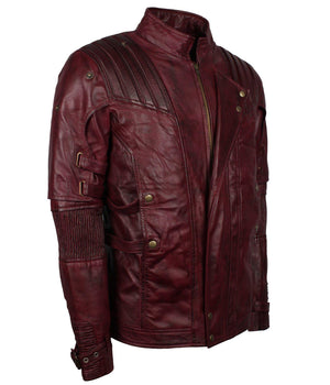 Men's Maroon Genuine Leather Galaxy Guardians Inspired Biker Jacket