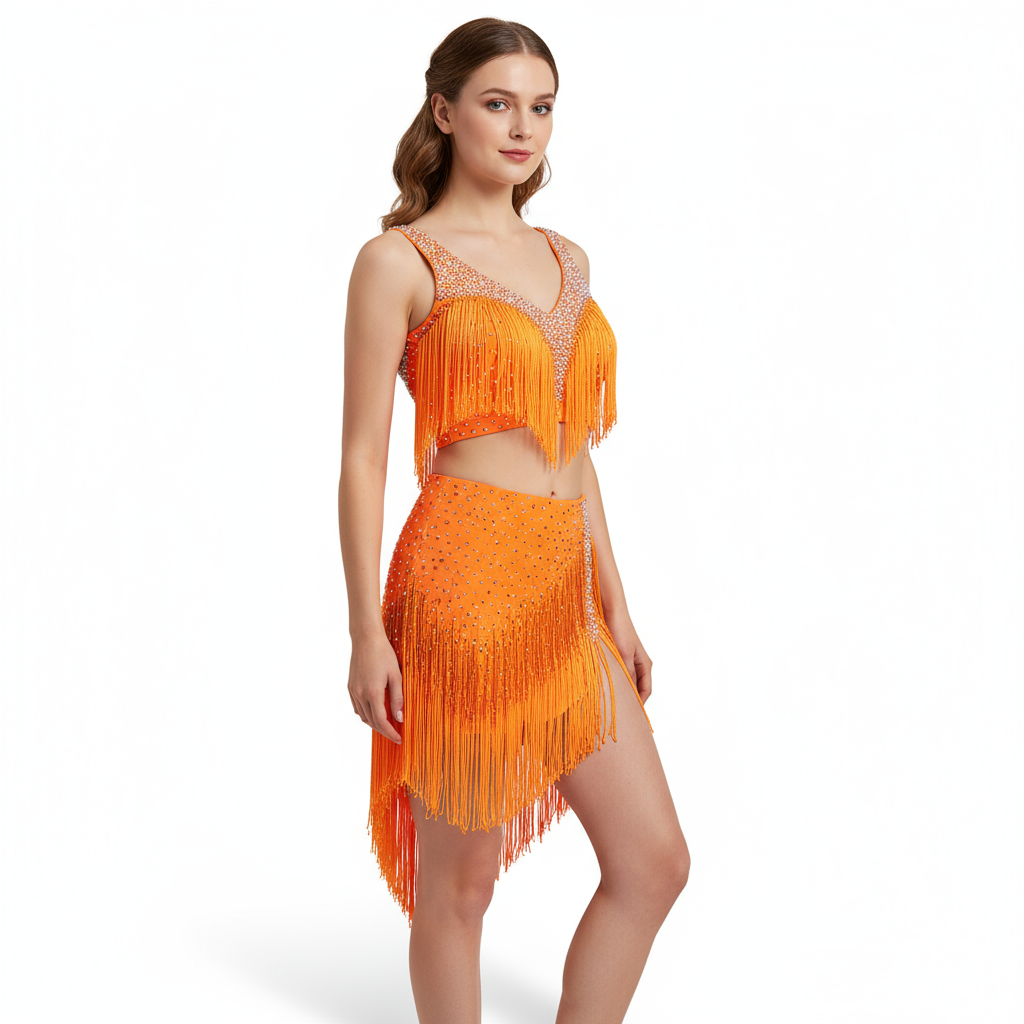 Women's Latin Ballroom Dance Skirt With Tassel Fringe For Competition