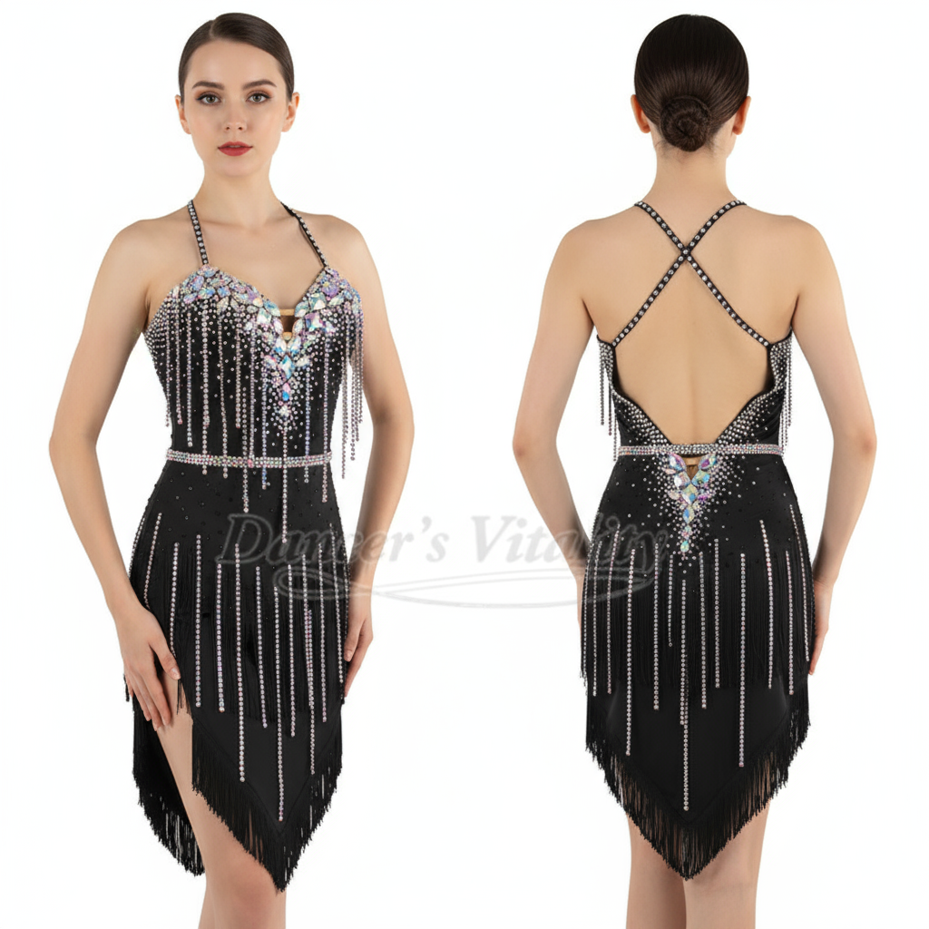 Women's Latin Ballroom Dance Dress With Customizable Design For Competition And Performance