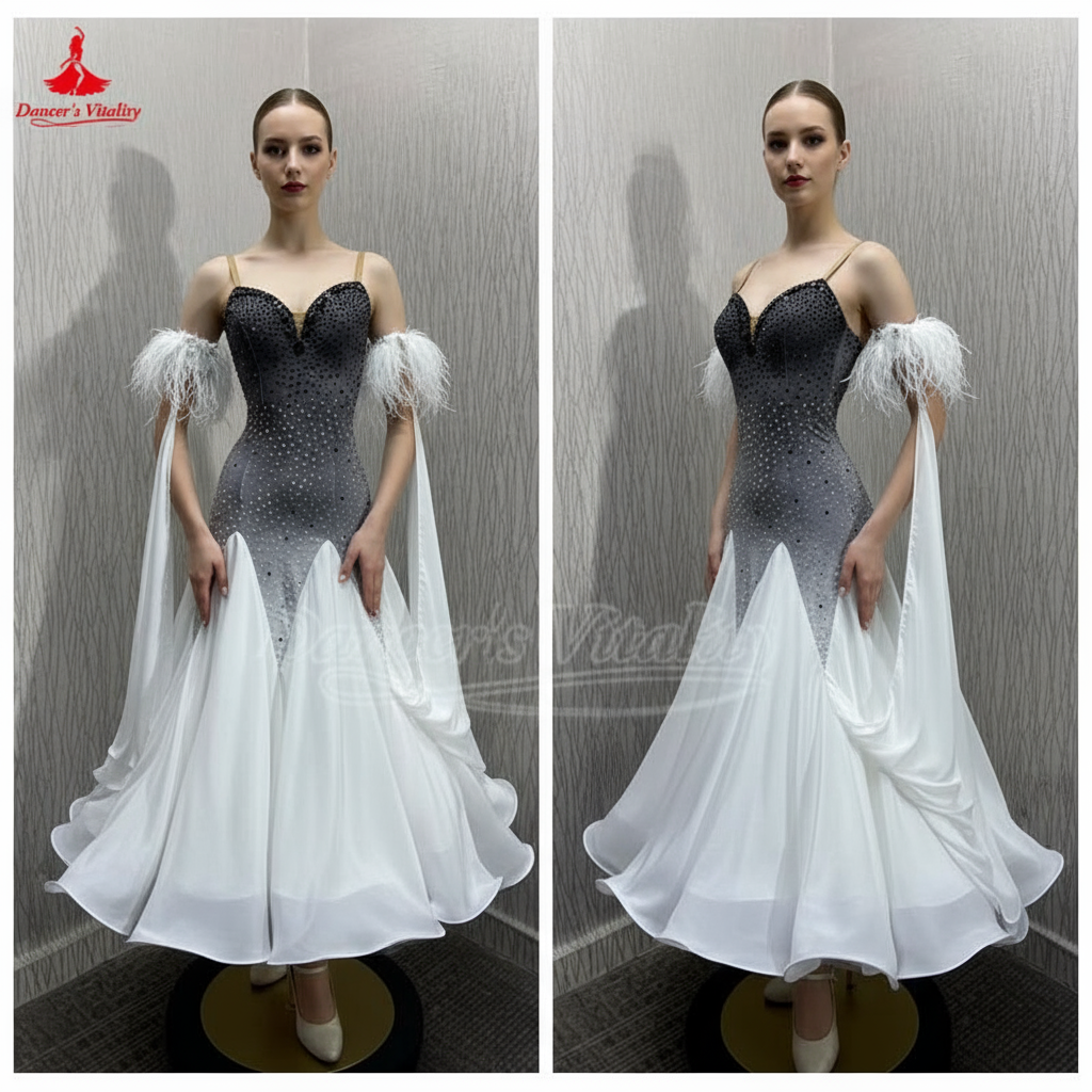 Women's Ballroom Standard Dance Dress Sleeveless Full Swing Skirt For Competition