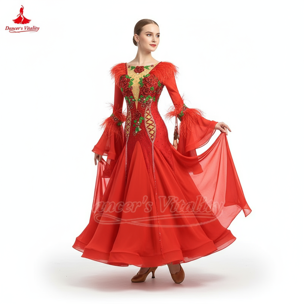 Women's Standard Ballroom Competition Dress Customizable For Waltz Foxtrot Tango Quickstep